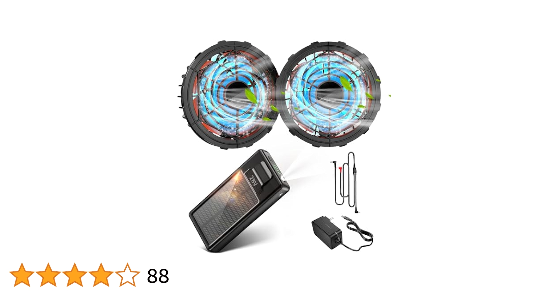 新品未開封品 ファンバッテリーセット 30000mAh大容量＆ソーラーパネル搭載 Amazon.co.jp: ファン バッテリー セット28V超高出力 30000mAh大